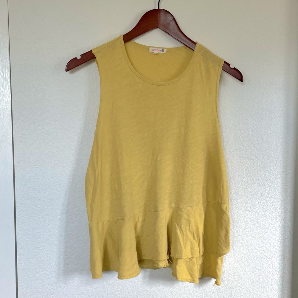 Yellow SunDry ruffle hem tank